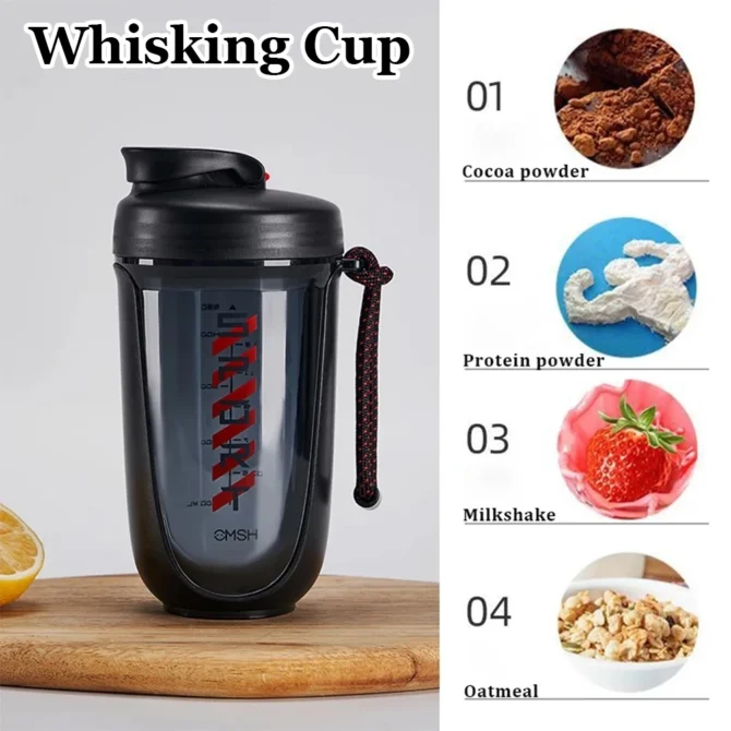 590ml Drink Shake Bottle with Shaker Ball Fitness Water Cup Whey Protein Powder Mixer Bottle for Gym Camping Hiking Sports