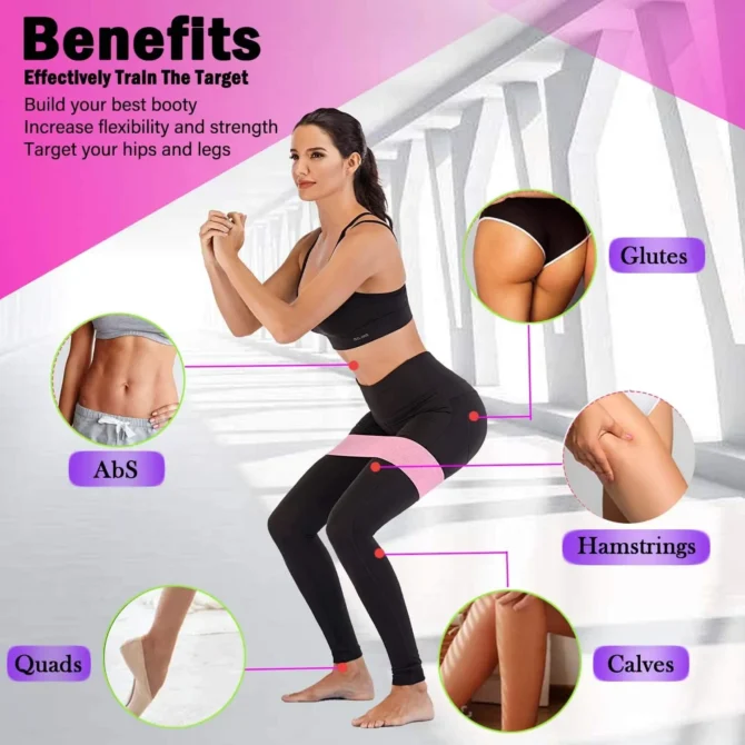 Elastic rubber resistance bands for yoga, hip circle expander, gym, home workout, 3PCs - Image 4
