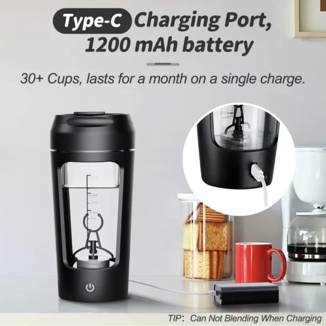 650ml USB Electric Portable Protein Powder Shaker Bottle Whey Shake Cup Whey Protein Mixing Cup for Gym Fitness Sport with Scale - Image 5