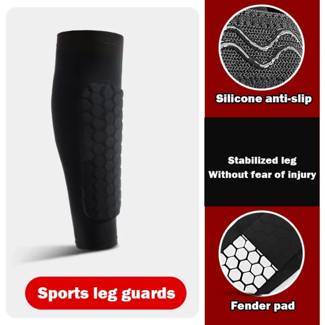 1Pcs Football Shin Guard Socks Sleeves with Foam,Calf Compression Sleeve Honeycomb Pads,Sports Legging & Soccer Equipment - Image 2