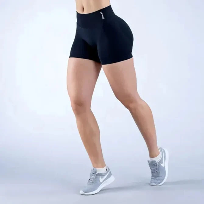 Impact Shorts with Logo Low Waist Seamless Yoga Shorts Scrunch Bum Gym Shorts Workout Biker Short Stretch Fitness Clothing - Image 3