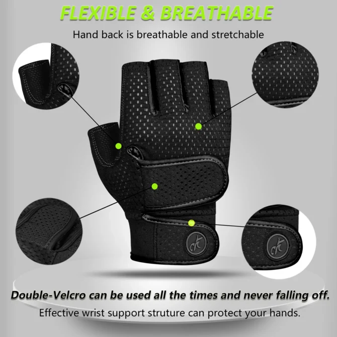 MOREOK Gym Gloves Non-slip 3MM Pads Pull Up Power Training Weight Lifting Gloves Kettlebell Workout Exercise Fitness Gloves Men - Image 4