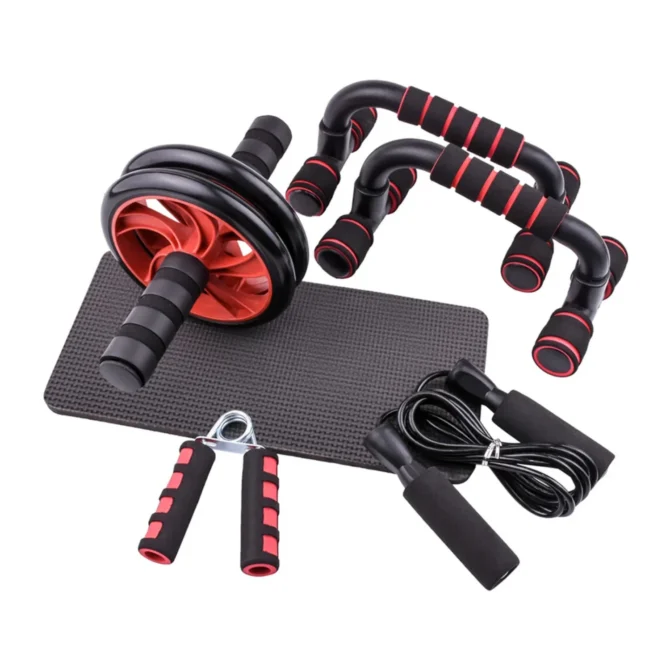 Ab Roller&Jump Rope Noise Abdominal Wheel Ab Roller with Mat Arm Waist Leg Exercise Gym Fitness Equipment Pilates sliders