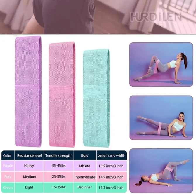 Elastic rubber resistance bands for yoga, hip circle expander, gym, home workout, 3PCs - Image 3