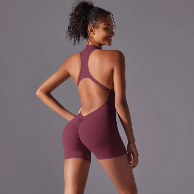 Yoga Jumpsuit Sleeveless Zipper Sports Wear Gym Tracksuit Fitness Sports Bodysuits Women Dance Running Workout Clothes Yoga Suit - Image 4