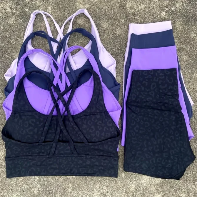 Solid Color Women Gym Yoga Suit Soft Cross-back straps Women fitness Sport Bra Top +Tight Sports Short Athletic Workout Clothes