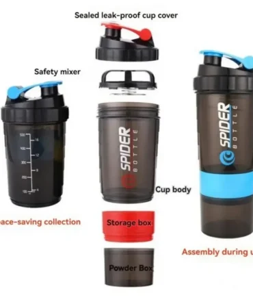Shaking Cup Food Grade With Powder Box Three-Layer Shaking Cup Protein Powder Fitness Sports Shake Mixing Water Glass