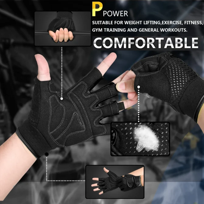 MOREOK Gym Gloves Non-slip 3MM Pads Pull Up Power Training Weight Lifting Gloves Kettlebell Workout Exercise Fitness Gloves Men - Image 2