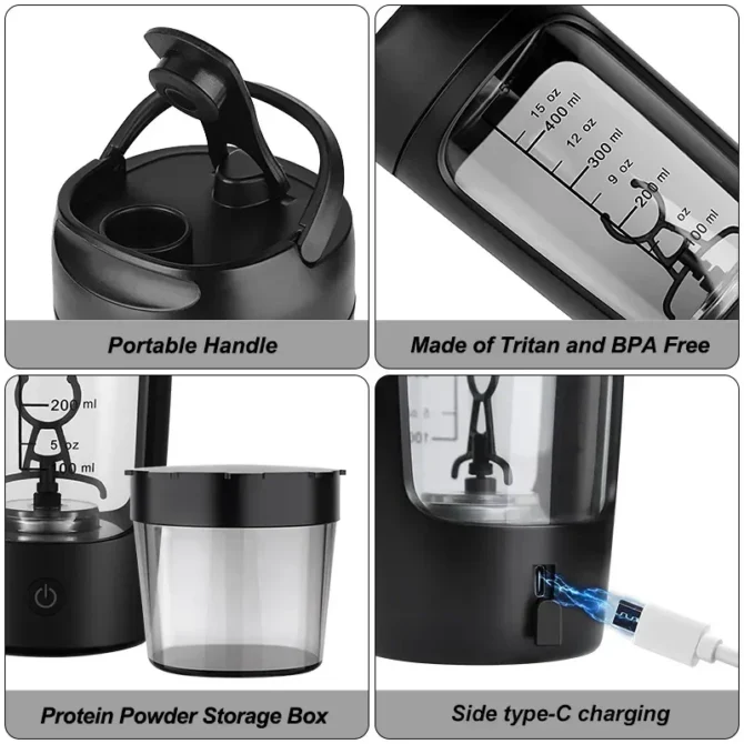 650ml USB Electric Portable Protein Powder Shaker Bottle Whey Shake Cup Whey Protein Mixing Cup for Gym Fitness Sport with Scale - Image 2