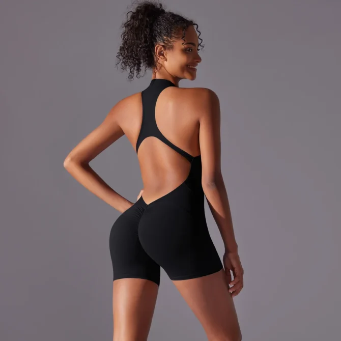 Yoga Jumpsuit Sleeveless Zipper Sports Wear Gym Tracksuit Fitness Sports Bodysuits Women Dance Running Workout Clothes Yoga Suit - Image 2