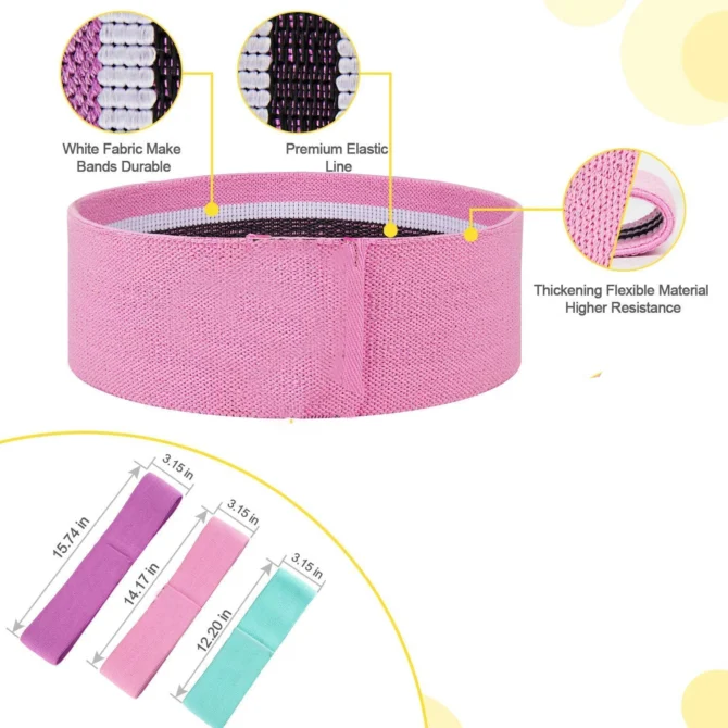 Elastic rubber resistance bands for yoga, hip circle expander, gym, home workout, 3PCs - Image 2